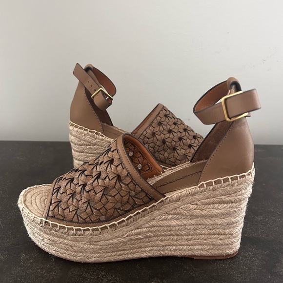 Tory Burch Basketweave Espadrille Wedges - Picture 2 of 9